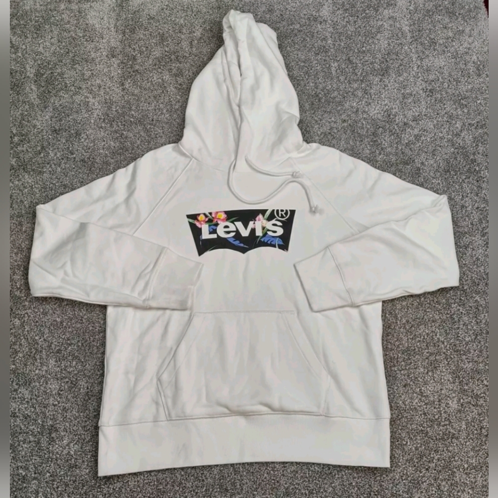 Levis Hoodie Mens Adults Small Levis Graphic Print on White Sample